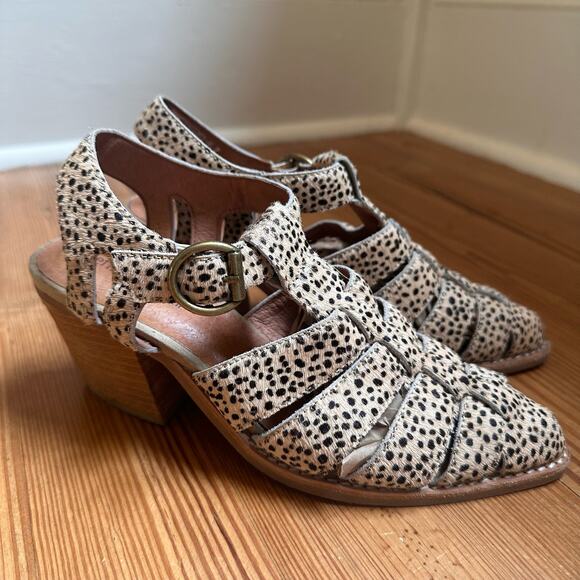 Jeffrey Campbell angora brown jaguar leather heeled sandal SIZE 7 - Picture 8 of 8